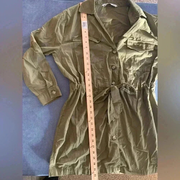 Woman’s ZARA Army Green Long Sleeve Lightweight Button Military Jacket Size M - Picture 8 of 8